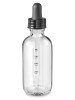 60ml [2 oz] CLEAR Boston Round Bottle with 20-400 Standard Glass Dropper 7X89mm with Graduated Marks [12 Pieces]