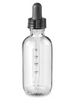 60ml [2 oz] CLEAR Boston Round Bottle with 20-400 Standard Glass Dropper 7X89mm with Graduated Marks [160 Pieces]