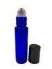 10ml [1/3 oz] Cobalt Blue Roll On Bottle With Plastic Black Cap Steel Roller