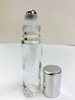 10ml (1/3 oz) Clear Rollon Bottle With Stainless Steel Roller with Aluminum Silver Caps