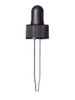 Black PP Plastic 13-425 Ribbed Skirt Dropper Assembly with Rubber Bulb and Glass Pipette (Fits 1 Dram Bottle)