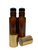 10ml [1/3 oz] AMBER Roll On Bottle with Aluminum Gold Cap STEEL Roller