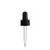 Black PP Plastic 18-400 Ribbed Skirt Dropper Assembly with Rubber Bulb and 66 mm Straight tip Glass Pipette For 1/2 oz Boston Round bottles