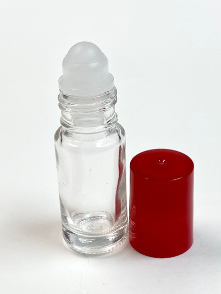 5 ml (1/6 oz) Clear Rollon Bottle With Color Caps [12 PCS]
