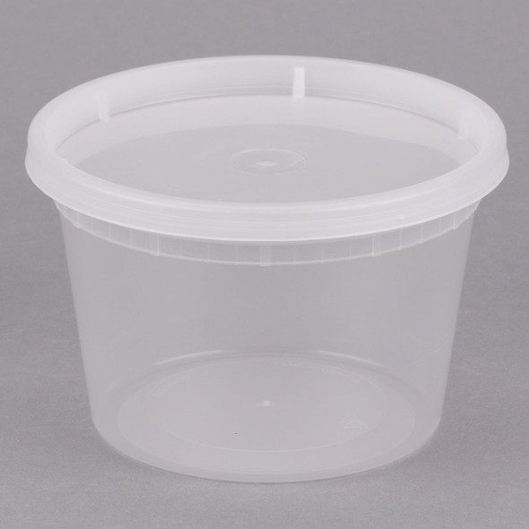 16 oz Microwavable Translucent Plastic Deli Container and Lid [12 Pcs]