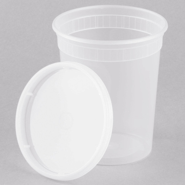 32 oz Microwavable Translucent Plastic Deli Container and Lid [6 Pcs]