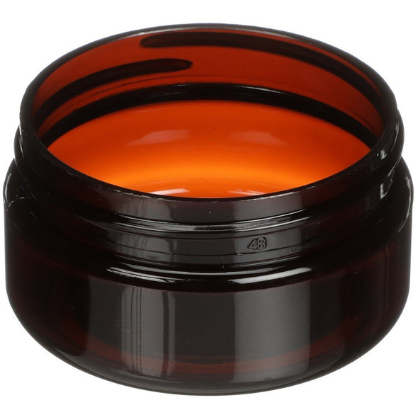 2 oz Amber PET Single Wall Jar 58-400 Neck Finish with Black Cap [72 Pcs]