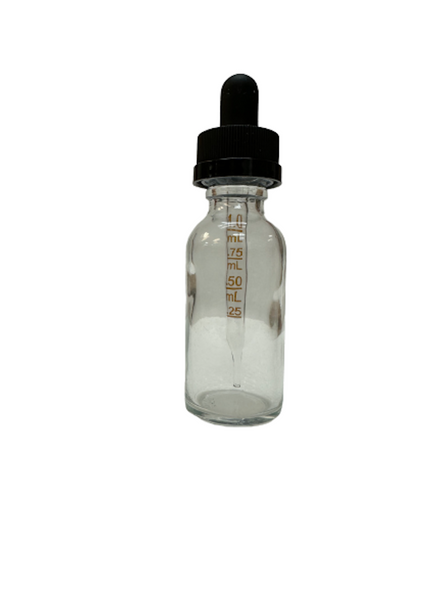 30ml [1 oz] CLEAR Boston Round Bottle 20-400 Child Resistant Cap with Graduated Marks [144 Pieces]