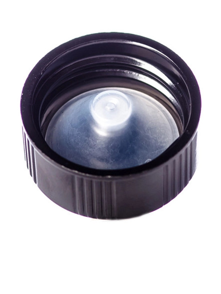 Black Phenolic 22-400 lid with LDPE Polycone liner