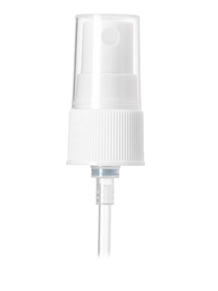 White-Colored PP Plastic 20-410 Ribbed Skirt Fine Mist Fingertip Sprayer with clear over cap and 4 inch dip tube