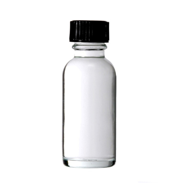 1 oz [30 ml] CLEAR Boston Round Bottle With Phenolic Cone Liner Caps [12 pcs]