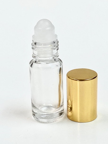 5 ml (1/6 oz) Clear Roll on With Aluminum Gold Caps [72 PCS]
