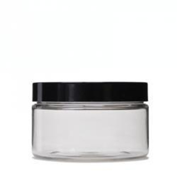 4 oz Clear PET Single Wall JAR 70-400 Neck Finish with Black Cap [36 Pcs]