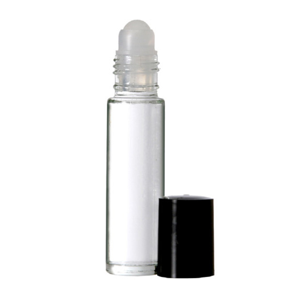 8ml (1/4 oz) CLEAR Roll on Bottle With Black Caps & Plastic Roller [72 PCS]