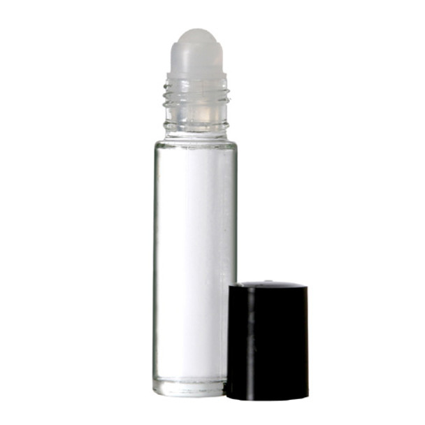 8ml (1/4 oz) CLEAR Roll on Bottle With Black Caps & Plastic Roller [576 Pcs Case]