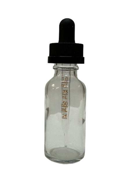 30ml [1 oz] CLEAR Boston Round Bottle 20-400 Child Resistant Cap with Graduated Marks [72 Pieces]