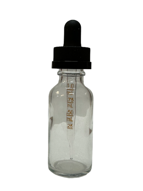 30ml [1 oz] CLEAR Boston Round Bottle 20-400 Child Resistant Cap with Graduated Marks [144 Pieces]