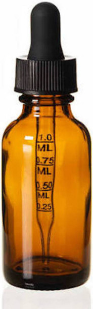 60ml [2 oz] AMBER Boston Round Bottle with 20-400 Standard Glass Dropper 7X89mm with Graduated Marks [40 Pieces]