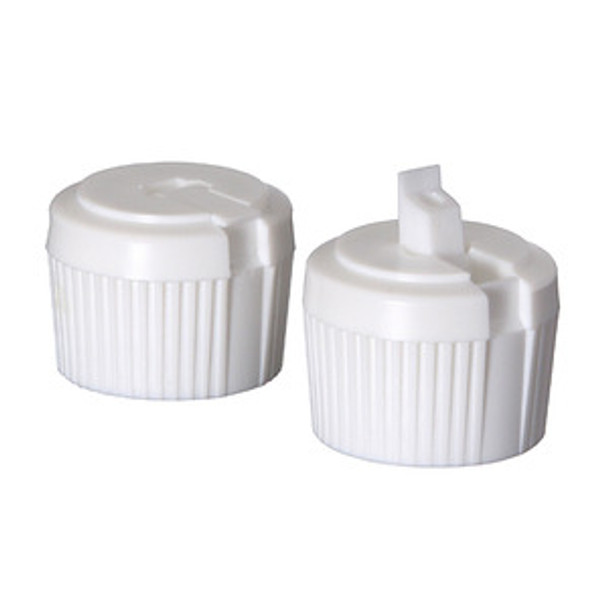 White PP Plastic 24-410 Ribbed Skirt Spouted Dispensing Lid (.13 inch Orifice)