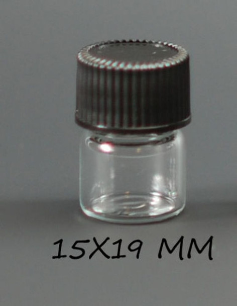 15MM X 19MM [1/4 DRAM] CLEAR GLASS VIALS [144 PCS]