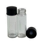 1 Dram [15mm X 45mm&91; Clear Glass Vials 13-425 neck finish with Plastic Cone Liner Caps [72 PCS&91;