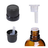 10ml [1/3 oz&91;  Amber Boston Round Bottle Euro Dropper Caps with 18-DIN Neck finish [12 Pcs&91;