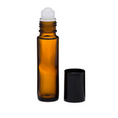 10ml [1/3 oz&91; AMBER Roll On Bottle with Plastic Black Cap & Plastic Roller