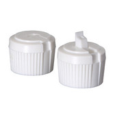 White PP Plastic 20-410 Ribbed Skirt Spouted Dispensing Cap (.110 inch Orifice)