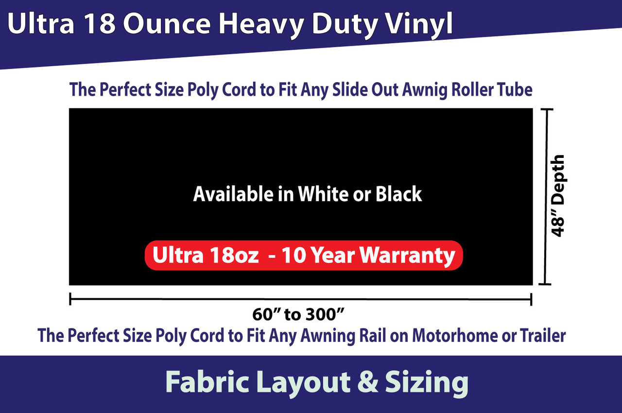 18oz Ultra 10 Year Slide Out Awning Replacement Fabric - A Better