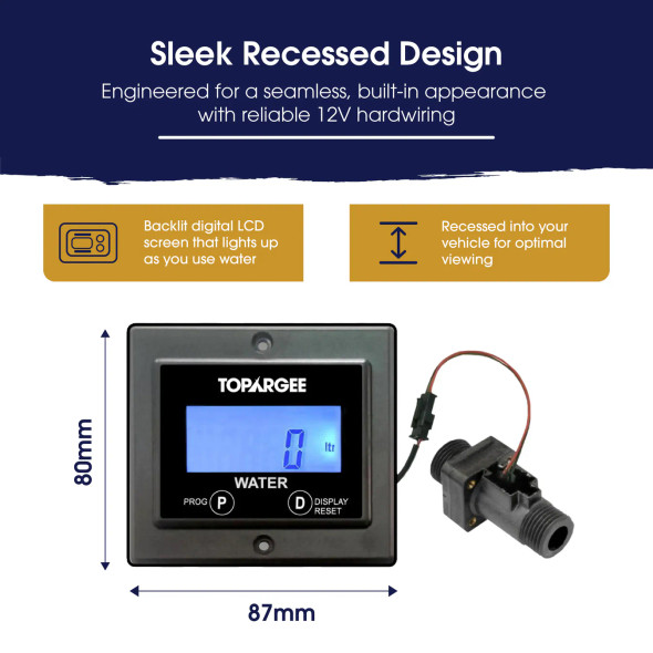 Topargee H2F-FM Flush Mount RV Water Tank Gauge