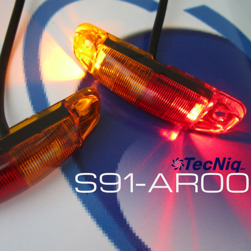 S91-AR00-1 TecNiq Red/Amber Sidemarker Lights 2 Pack