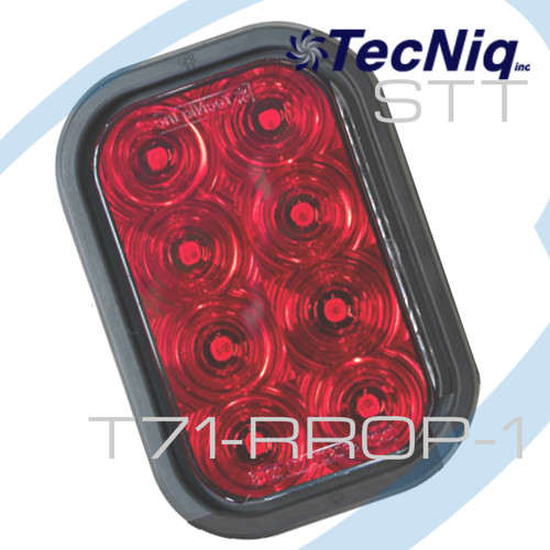 T71-RR0P-1 TecNiq T71 RED STT Retangular 8 Led 4" 