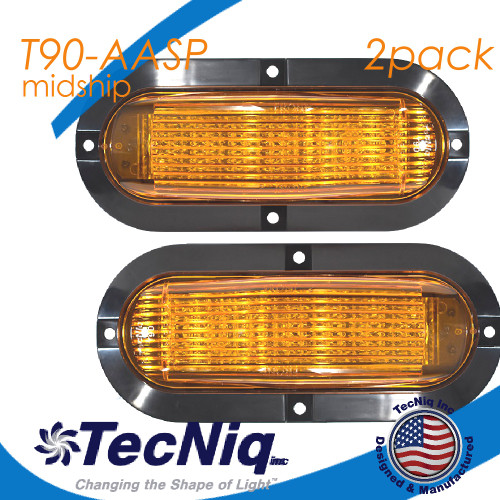 TecNiq T90-AASP 2pk MidShip Amber 6" Oval Surface mount Pigtail