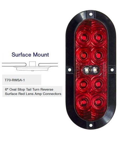 10 pack T70-RWSA-1 TecNiq 6" Oval Stop Tail TURN with REVERSE Light