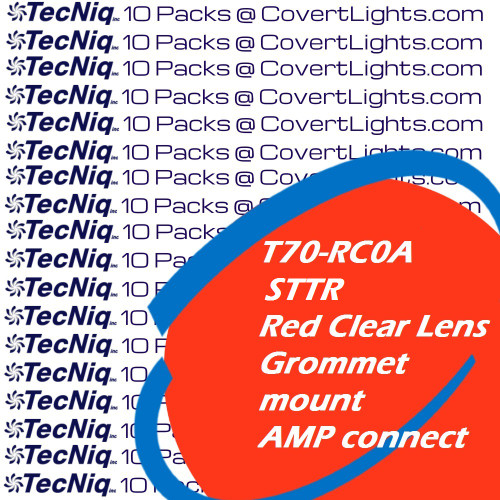 T70-RC0A  10 pack STTR  Red Clear Lens Grommet mount AMP connect
