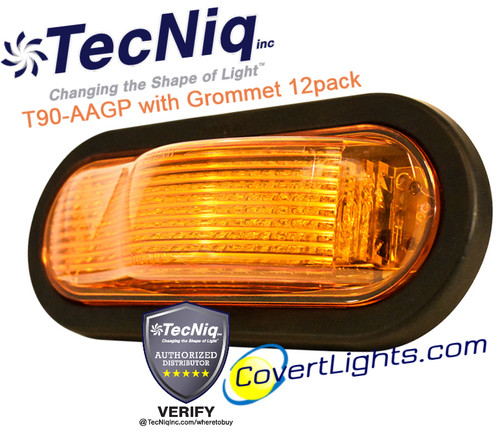 12pk  MidShip Amber with Grommets & Pigtail  TecNiq T90-AAGP-12