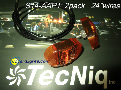 2 pack S14 Amber PCP2 Stud Mount Stainless Steel Marker Light W/24"Pigtail 2 pack S14 Amber PCP2 Stud Mount Stainless Steel Marker Light W/24"Pigtail