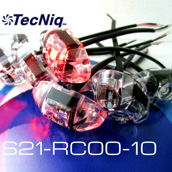 S21-RC00-1 TecNiq 10 Pack RED Clear Lens S21 Clearance Marker Lights