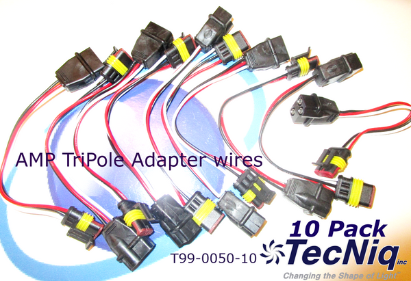 T99-0050-10 pk Special TriPole  AMP Adaptor wires 18gauge STT lights