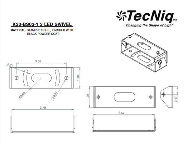 K30-BS03-1 Bracket SWIVEL for 3LED lights