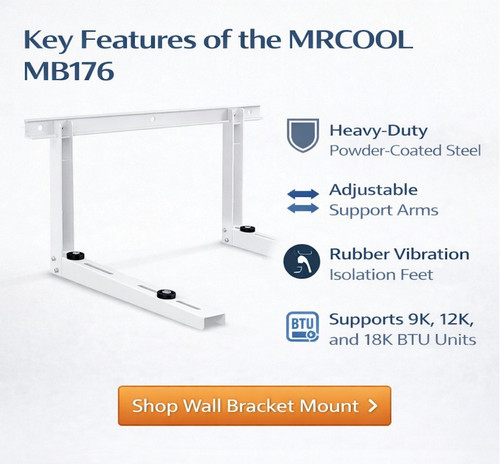 MRCOOL MB176 Wall Bracket Mount | For 9K-12K-18K BTU Outdoor Units | Heavy Duty