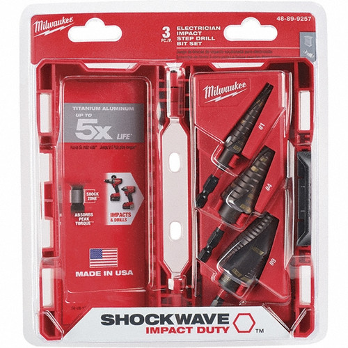 Milwaukee Tool Step Drill Bit: 1/8"" Min, 1-1/8"" Max, 1/4"" Shank Dia, Steel, 27 Hole Sizes HVAC pa