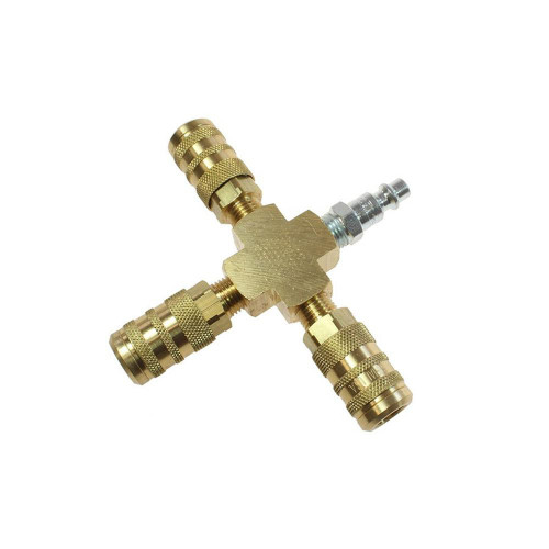 Coilhose Pneumatics Manifold: 1/4"" Inlet, 1/4"" Outlet, 1 Inlet Port, 3 Outlet Ports, 5"" OAL, 0.75