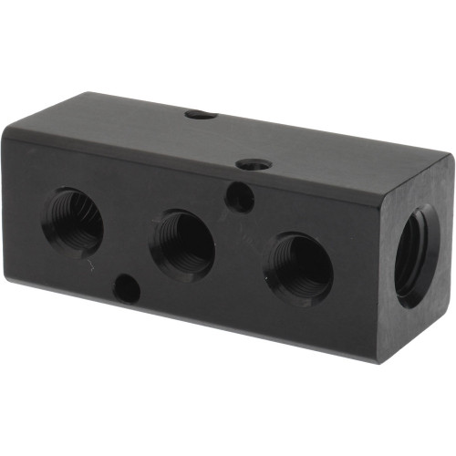 Manifold: 1/4"" Inlet, 1/8"" Outlet, 2 Inlet Ports, 3 Outlet Ports, 2.5"" OAL, 1"" OAW, 1"" OAH