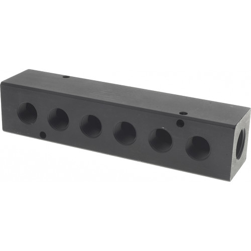 Value Collection Manifold: 1/2"" Inlet, 3/8"" Outlet, 2 Inlet Ports, 6 Outlet Ports, 6.75"" OAL, 1.5