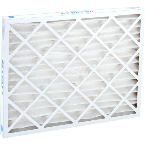 Pleated Air Filter: Wire-Backed Pleated, MERV 8, Synthetic, 35% Efficient, 20" High, 25" Wide, 2" Deep