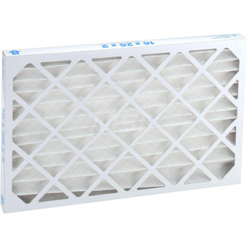 Pleated Air Filter: Wire-Backed Pleated, MERV 8, Synthetic, 35% Efficient, 16" High, 25" Wide, 2" Deep
