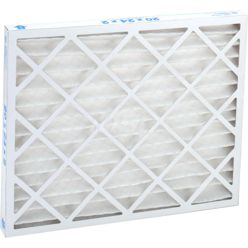 Pleated Air Filter: Wire-Backed Pleated, MERV 8, Synthetic, 35% Efficient, 20" High, 24" Wide, 2" Deep