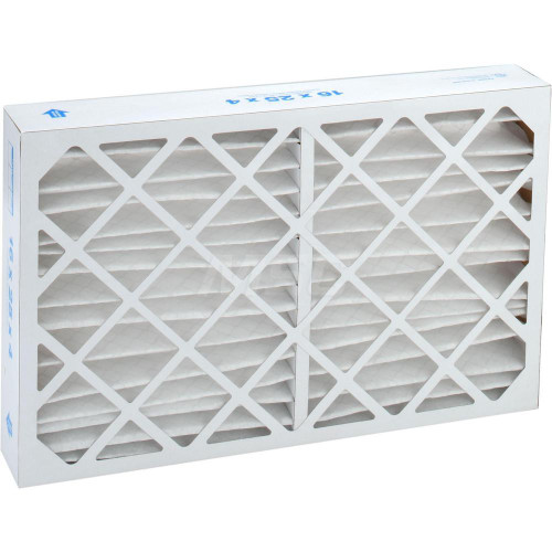 Pleated Air Filter: Wire-Backed Pleated, MERV 10, Synthetic, 55% Efficient, 16" High, 25" Wide, 4" Deep (Min. Order: ...