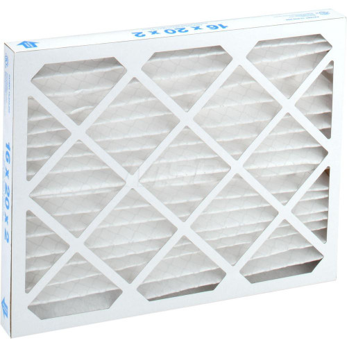 Pleated Air Filter: Wire-Backed Pleated, MERV 10, Synthetic, 55% Efficient, 16" High, 20" Wide, 2" Deep (Min. Order: ...